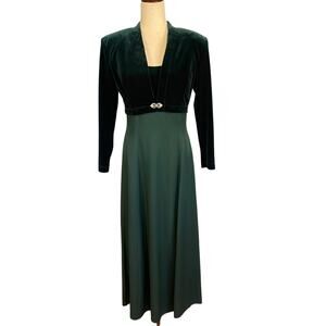 Scott McClintock Vintage Two Piece Gown Jacket Velvet Green Size 6 Petite